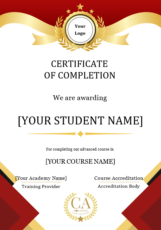 Red Gold Academy Certificate of Course Completion Red Gold Academy Certificate of Course Completion