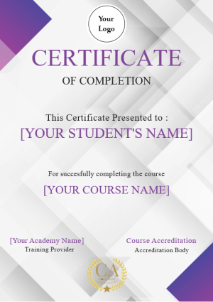 Purple Academy Certificate of Course Completion Purple Academy Certificate of Course Completion