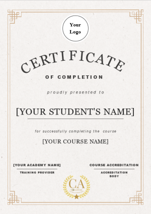 Antique Style Beige Academy Certificate of Course Completion Antique Style Beige Academy Certificate of Course Completion