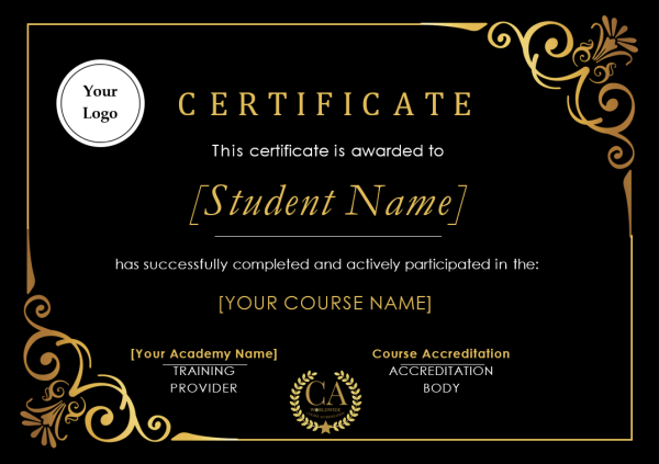 Landscape - Black Gold Academy Certificate of Completion Landscape - Black Gold Academy Certificate of Completion