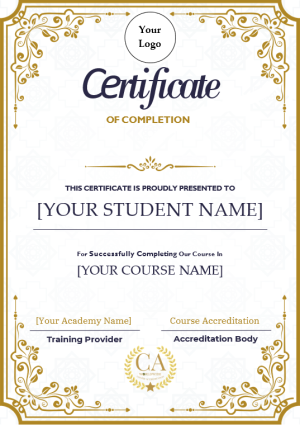 White Gold Academy Certificate of Course Completion White Gold Academy Certificate of Course Completion