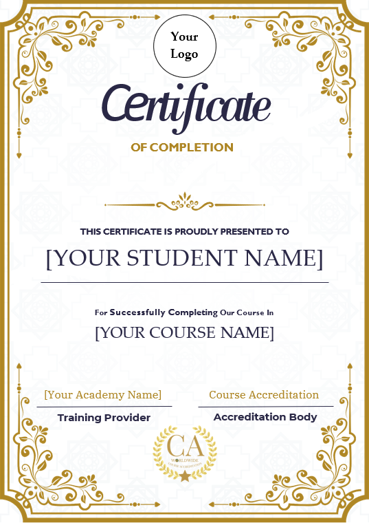 White Gold Academy Certificate of Course Completion White Gold Academy Certificate of Course Completion